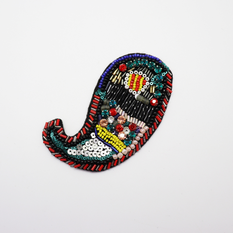 OEM Luxury Large Embroidery Patches Sew-On Rhinestone Patch for Hat Rubber Material Appliqued Technics