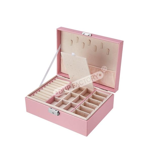 Chic Leather Large Jewelry Box Packaging With Dividers For Rings Earrings