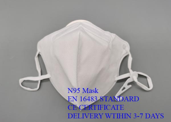White Protective N95 Face Mask Hang Ear Type Lightweight EN16483 Standard