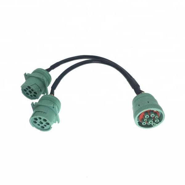 Pins Plating Nickel/Golden AOTAI Custom J1939 GPS Type 2 Splitter Y Deutsch 9PIN J1939 Green Connector Cable for Scanner Tool