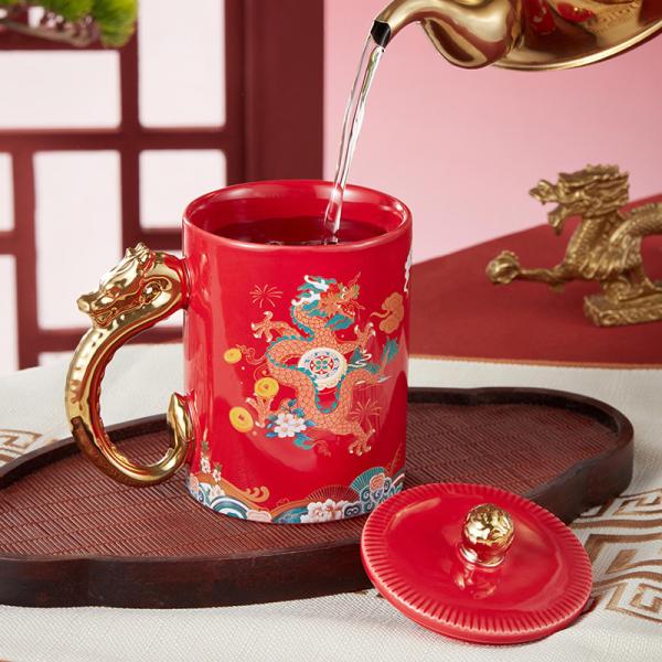 Ready To Ship In Stock Durability Gold Handle Round Coffee Mug Customized Number Of Pieces