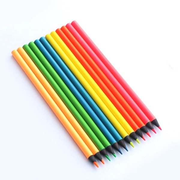 government bid 12pcs round wooden wholesale colour pencil set