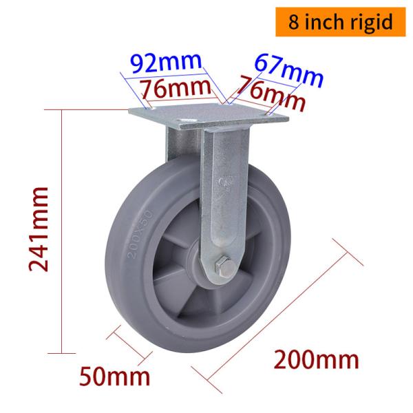 Grey Heavy Duty Casters 8 Inch Industrial Castor Wheels 200mm 738-56