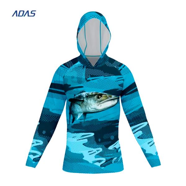 Breathable Camo Long Sleeve Mens UPF50 Quick Dry Fishing Wear Hoodie Rash Guard