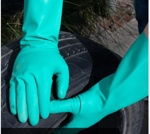 18 Mil Chemical Gloves Nitrile Industrial Work Use Flocked Lining Nitrile Glove