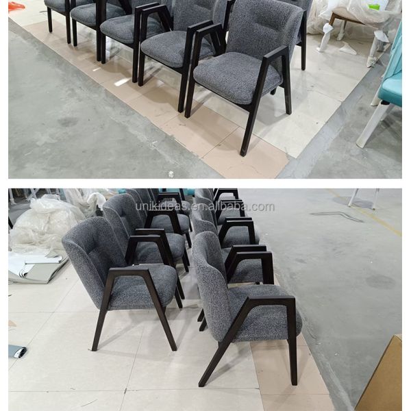 New Arrival Commercial Restaurant Seating Upholstered Dining Chair with Armrest Solid Wood Frame for Cafe Hotel Dining Room