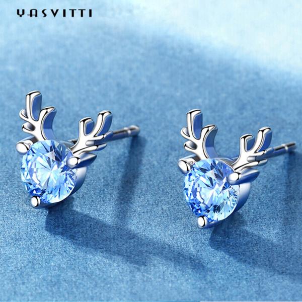 Antler 92,5% 1.5g стерлинговые серебряные ювелирные изделия устанавливают серьгу любов SGS установил голубой Antler