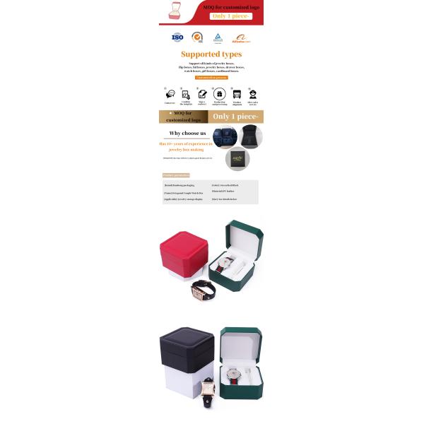 Casse de garde de montre en cuir octogonale Compartiments multiples pour emballage cadeau