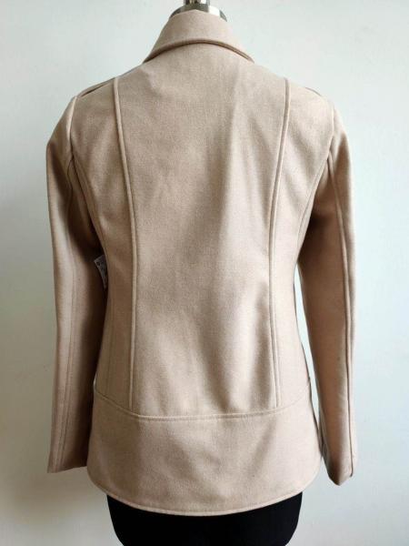 Ladies Melton  Jacket / Women'S Zipper Jacket / Beige Color Metal Zipper