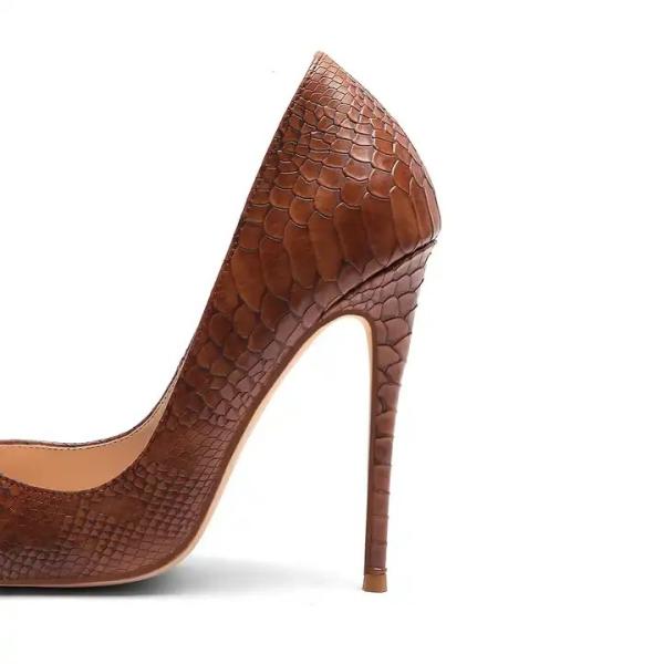 Hot Sale Ladies Casual Fashion Pointed Toe Snakeskin Stiletto Shoes Ladies High Heels