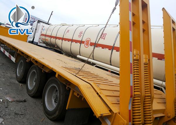 Yellow 3 Axles Low Bed Semi Trailer Trucks / 20T 30T Manual side tipper Truck Trailer Howo