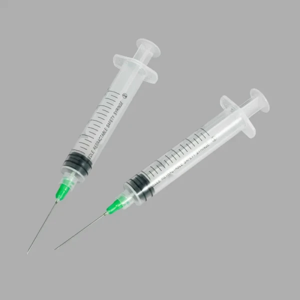 Disposable Medical Supply 3 Parts Retractable Safety Syringe with Needle