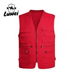 Causal Multi-pocket Sleeveless Oversize Top Utility Waistcoat V-neck Cardigan Zipper Biker Vest Men Hiking Fishing Vests