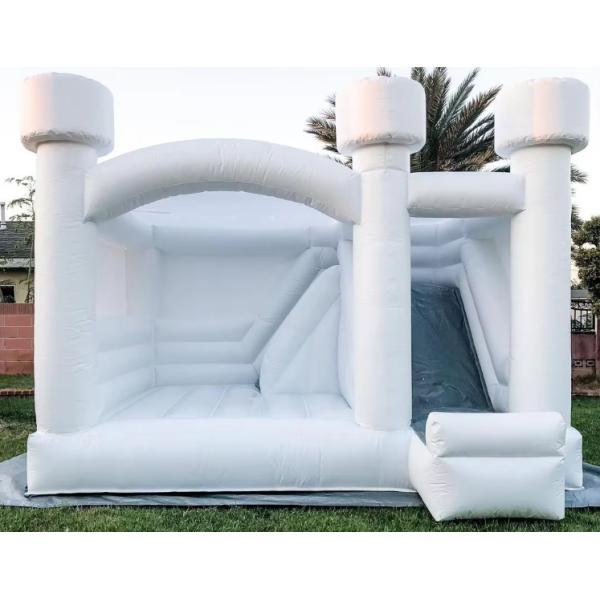Commercial White Inflatable Bouncer Castle with Slide 0.55mmPVC