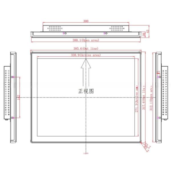 Встроенный настенный Общий сенсорный дисплей 17 дюймовый открытый рамок Сенсорный дисплей Промышленный сенсорный экран Монитор VGA HDMI USB
