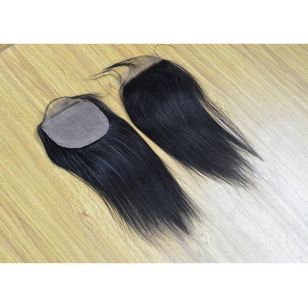 Virgin Human Hair Lace Closure , Full Density Clip In Human Hair Extensions Middle Part Silky Straight