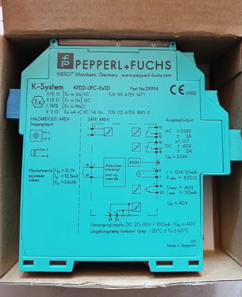 Barrera de seguridad de conversión de frecuencia de un solo canal Pepperl+Fuchs KFD2-UFC-EX1.D 231194 24VDC
