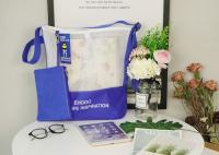 Mesh Cloth Splicing Recyclable Tote Bag , Canvas Cross Body Bag With Metal Buckle