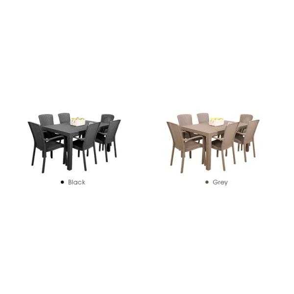 Custom Logo Nordic Plastic Rattan Dinning Table and Chair Set for Leisure Stackable Design
