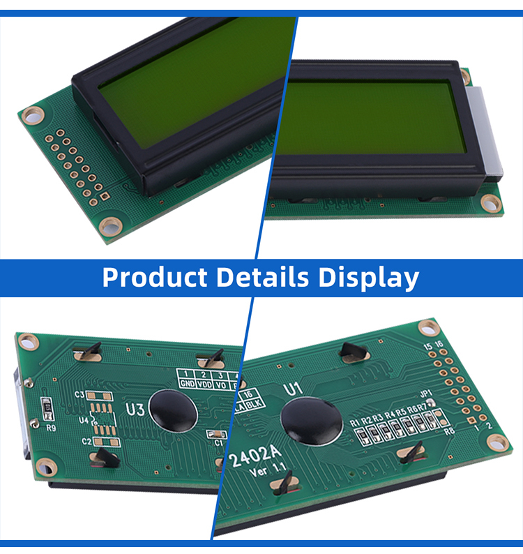 Yellow Green Film 2402A LCD Dot Matrix Screen LCM24*2 Dot Matrix Module Multilingual Module