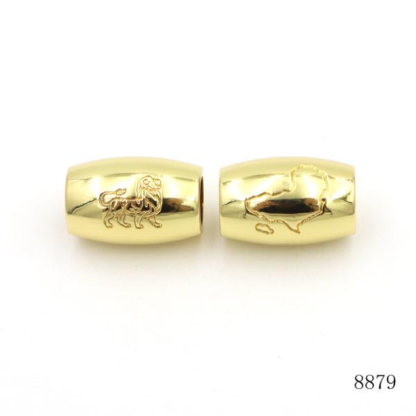 24x16mm Gold Spacer Beads Engraved Metal Spacer Beads Oval For Bracelet / Necklace