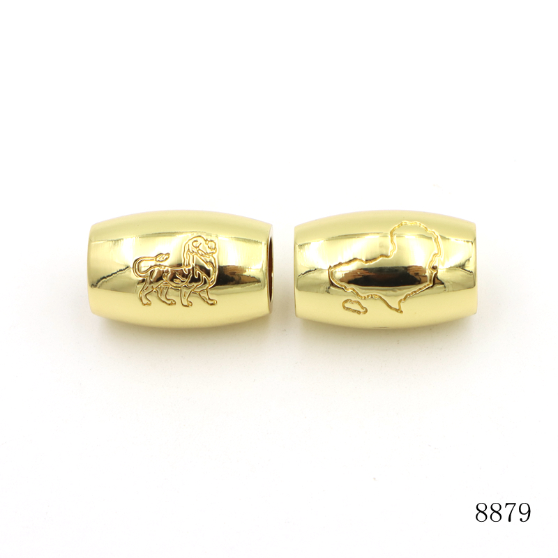 24x16mm Gold Spacer Beads Engraved Metal Spacer Beads Oval For Bracelet / Necklace