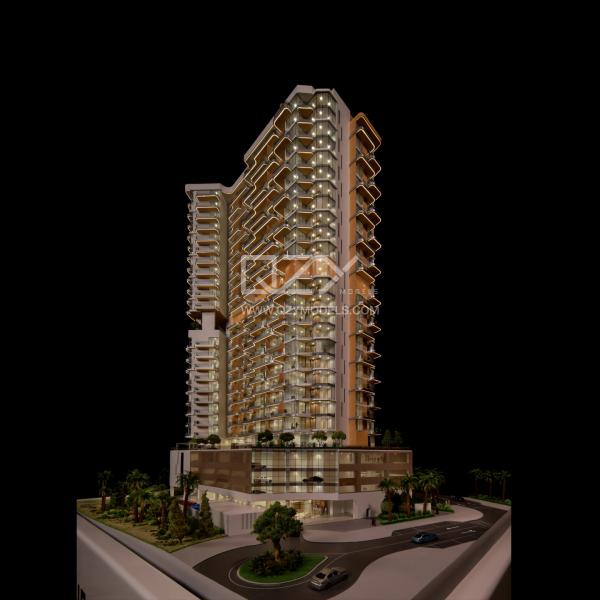 1:75 MAJAN Apartment Tower Architectural Model with 4000K Warm White Light