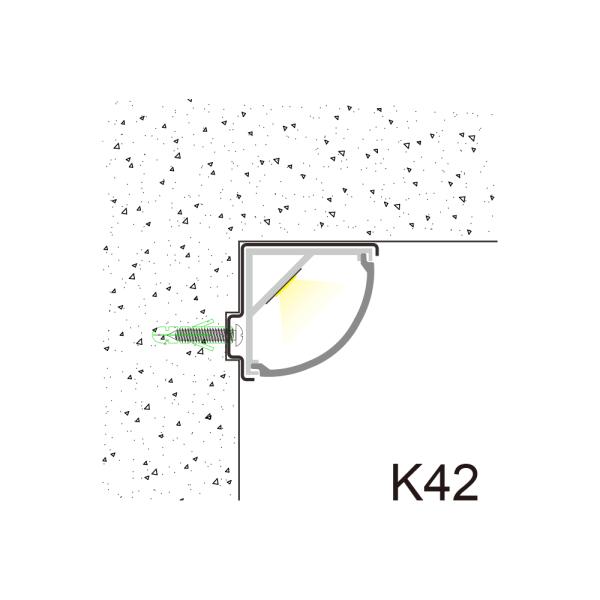 Surface-Mounted LED Right-Angle Aluminum Corner Profile with 45° Diffuser