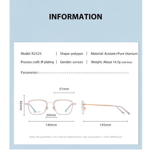 CE стекел титана ацетата прямоугольный снабженный ободком с заменимыми объективами