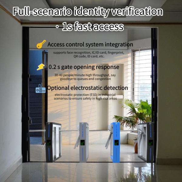 Zento OEM/ODM Tripod Turnstile Gate with RS485 Communication Customizable Design and Anti-Tailgating Sensors