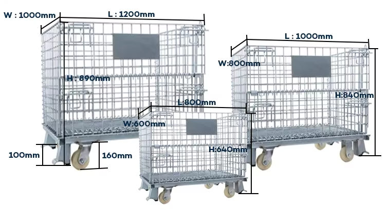 Warehouse Wire Container Storage  Mesh Pallet Cages  Heavy Duty Iron Frame