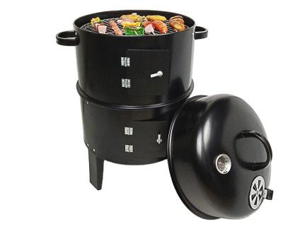 3 en 1 fumeur de barbecue portable à charbon de bois extérieur avec métal/acier laminé à froid