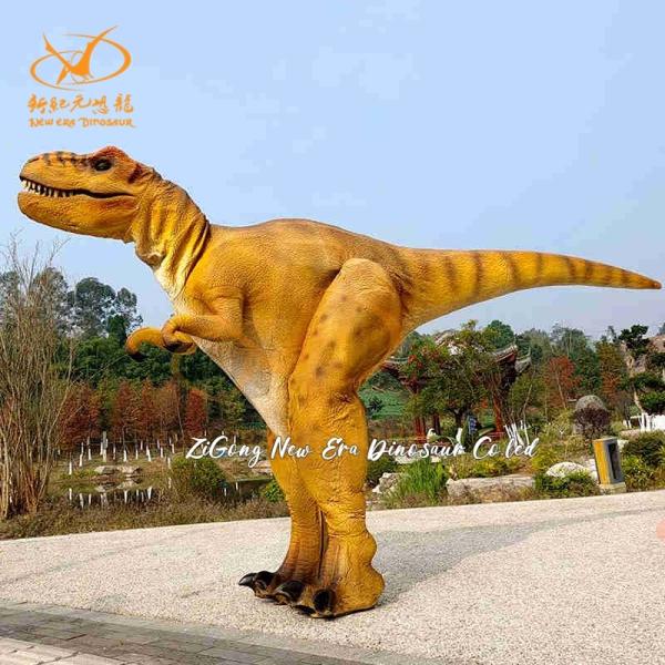 Color amarillo Disfraz de dinosaurio de verdadero de 3 a 4 metros Cuadro de acero Caucho de silicona