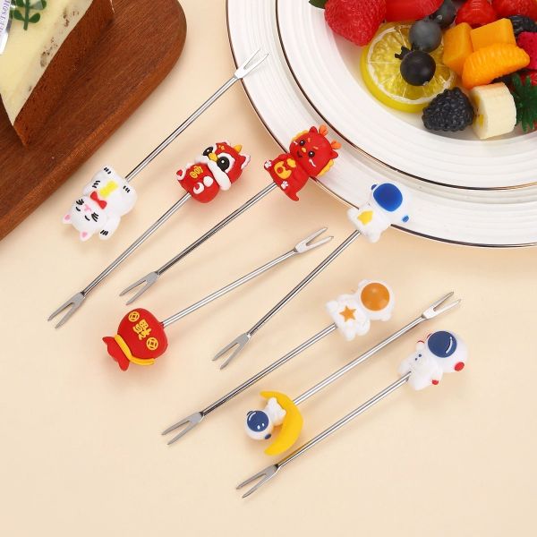 Cartoon Animal Silicone Spoon & Fork Set | 12 Chinese Zodiac Designs | 304 Stainless Steel & Food-Grade Silicone | Custom Colors & Personalized