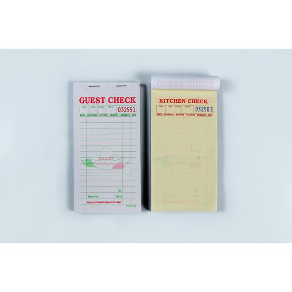 Two parts carbonless paper Mexiceo style Multi Part Sequentially Numbered US Guest Checks