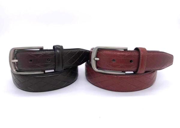 Men 's Diamond Embossed Leather Belt 1 3/8” 35mm Wide Strap With Zinc Alloy Pin Buckle