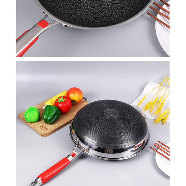 Wholesale Honeycomb Non Stick Fry Pan Cooking Pot 18/10 Stainless Steel Wok Pan With Glass Cover