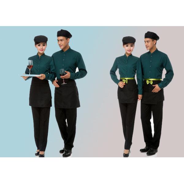 Solid Color Collar Restaurant Staff Uniform Long Sleeve With Shirt And Pants