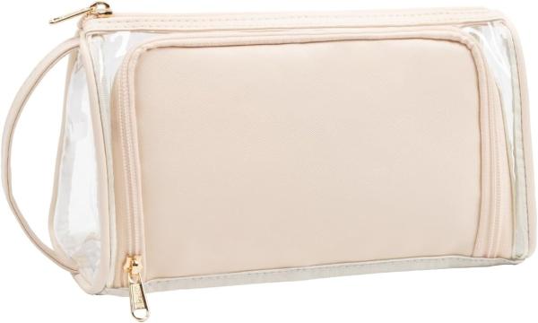 Transparent Cosmetic Case Travel Makeup Zipper Pouch Toiletry Bag with Handle
