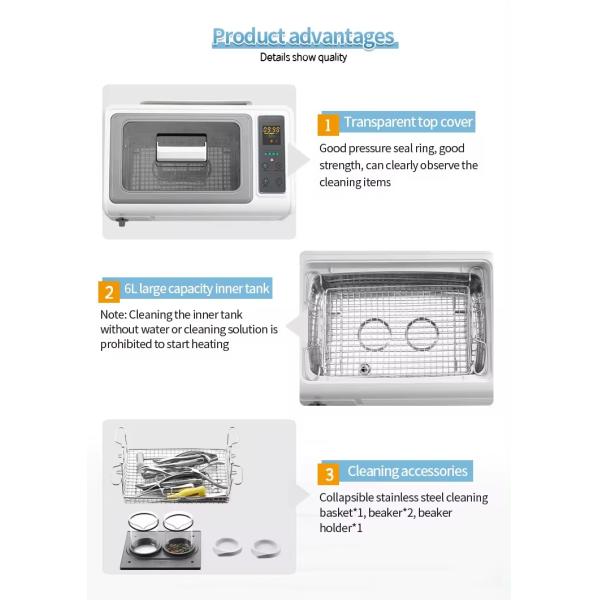 Meilleur vendeur Utilisateur de nettoyage par ultrasons domestique Utilisateur de nettoyage par vapeur SUS304 6L