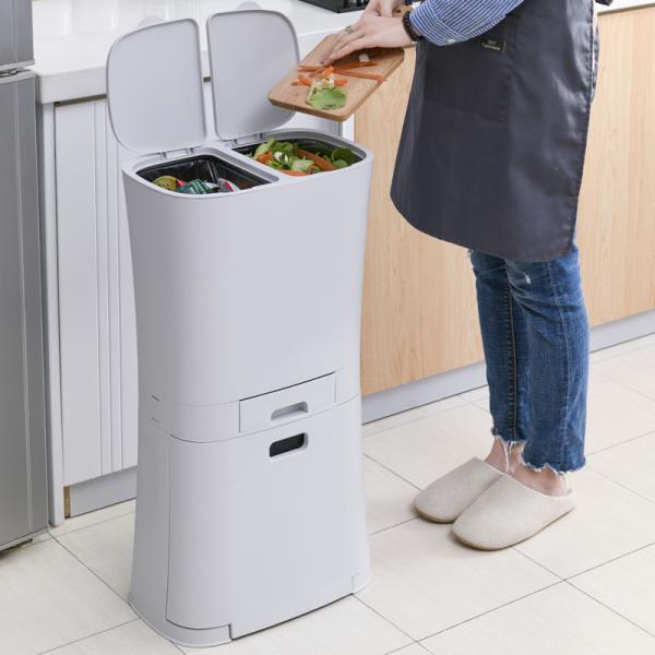 18L/36L Custom Recycling Double Bucket Three Compartments Sorted Trash Bin