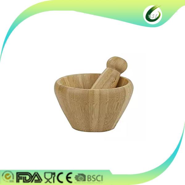 Formaldehyde Free Bamboo Mortar And Pestle Kitchen Garlic Pugging Pot