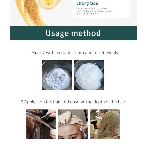 Poudre décolorante professionnelle pour cheveux à décoloration rapide en salon, en vrac 1000g