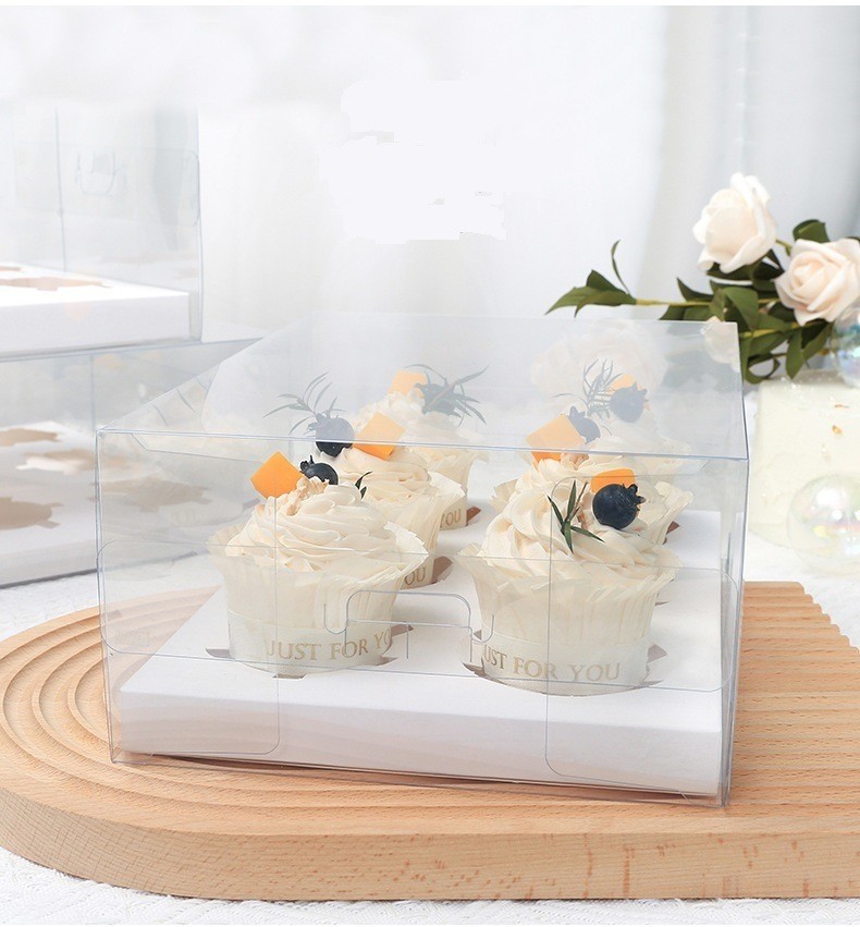 12 Holes Transparent Cupcake Box Kraft Paper Cake Box/Container for Regular Supply
