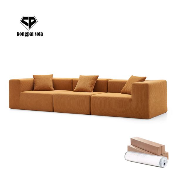 Simple Reclining Boneless Sofa Set With Expandable Function Vacuum Packaging Modern Sofa Bed Teddy Sofa