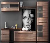 Full Solid Wood Living Room Furniture Wall Units With Rosewood Color