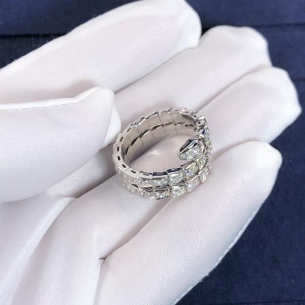 Elegant  18K Gold  2 Row Diamonds Serpenti Viper Ring Diamond Ring Yellow Gold White Gold