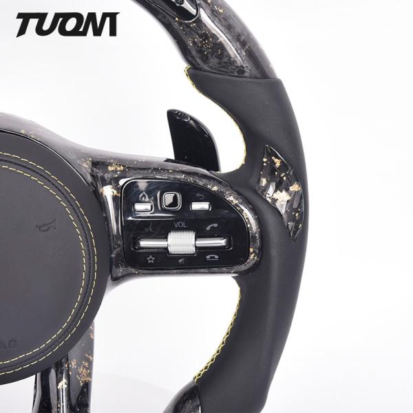 Custom Led Gold Foil Pattern Mercedes Benz Steering Wheel Forged Carbon Fiber