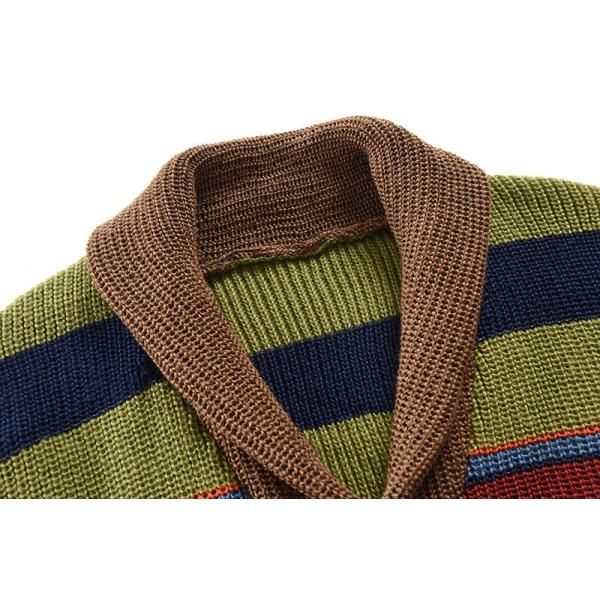 Men's Rainbow Sweater Coat Autumn and Winter Lapel Color Knit Cardigan Top Performance