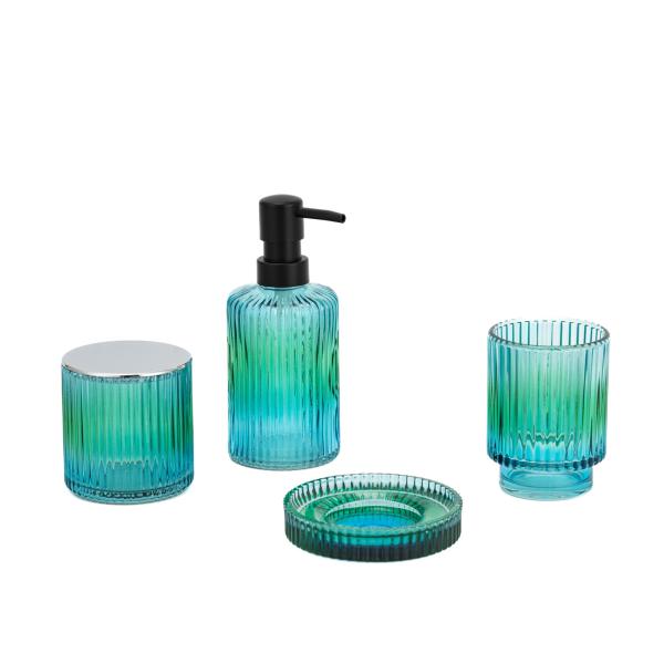 Colorful Shells Style Glass Soap Foam Dispenser Toothbrush Holder Bathroom Accessories Set